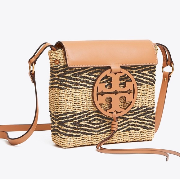 Tory Burch Miller stripe straw crossbody with dust bag - Picture 3 of 12